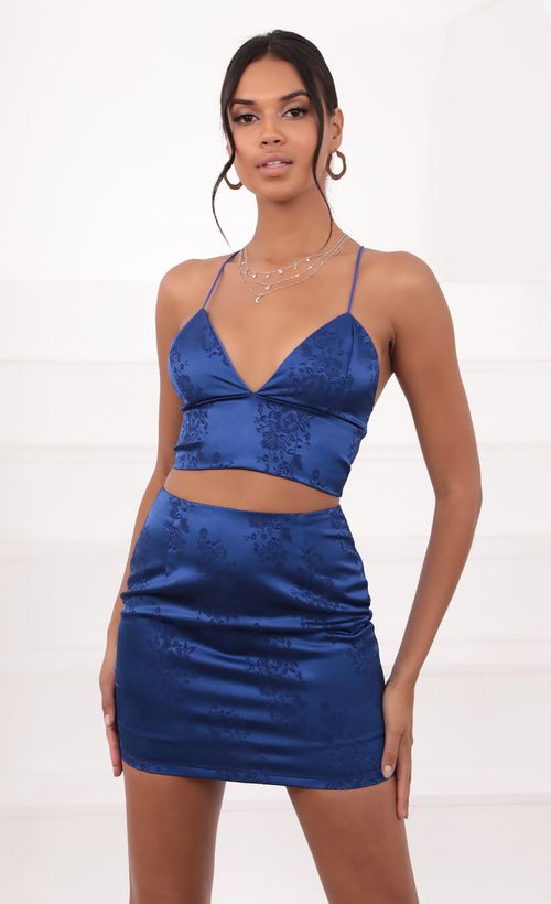 Picture Maui Jacquard Satin Set in Royal Blue. Source: https://media.lucyinthesky.com/data/Jul21_1/500xAUTO/1V9A39301.JPG
