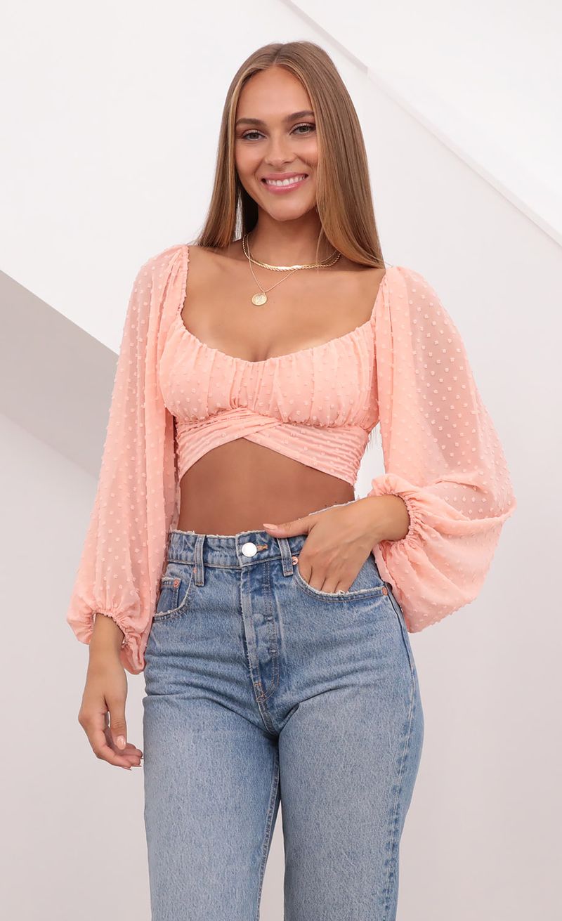 Sadie Chiffon Top in Peach | Lucy in the Sky