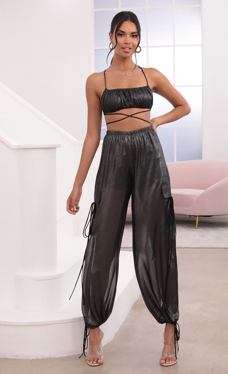 Picture Mya Pant Set In Black Sparkle. Source: https://media.lucyinthesky.com/data/Jul21_1/800xAUTO/1V9A3591.JPG