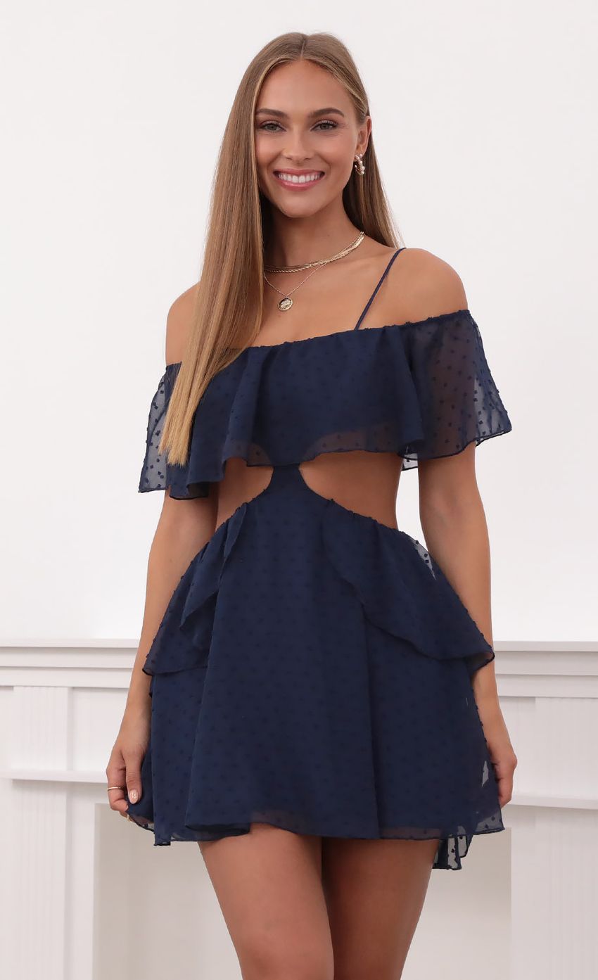 Tallula Mesh Cutout Dress in Navy | LUCY IN THE SKY