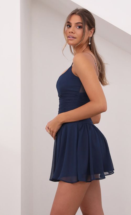Picture Johanna Ruched Waist Dress in Navy. Source: https://media.lucyinthesky.com/data/Jul21_2/500xAUTO/1V9A2513.JPG