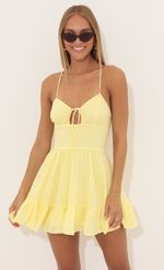 Picture Ramona Crepe Flare Dress in Yellow  . Source: https://media.lucyinthesky.com/data/Jul22/150xAUTO/47634547-819a-4af6-8f4c-58a0739bd1c4.jpg