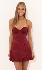Picture Sheila Satin Corset Dress in Red  . Source: https://media.lucyinthesky.com/data/Jul22/150xAUTO/96f39874-fc94-4880-a201-49334deb0926.jpg