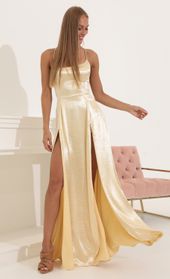 Picture thumb Caitlin Satin Slit Maxi Dress in Gold. Source: https://media.lucyinthesky.com/data/Jul22/170xAUTO/5b92566d-5a43-447a-b197-b53d92fac806.jpg
