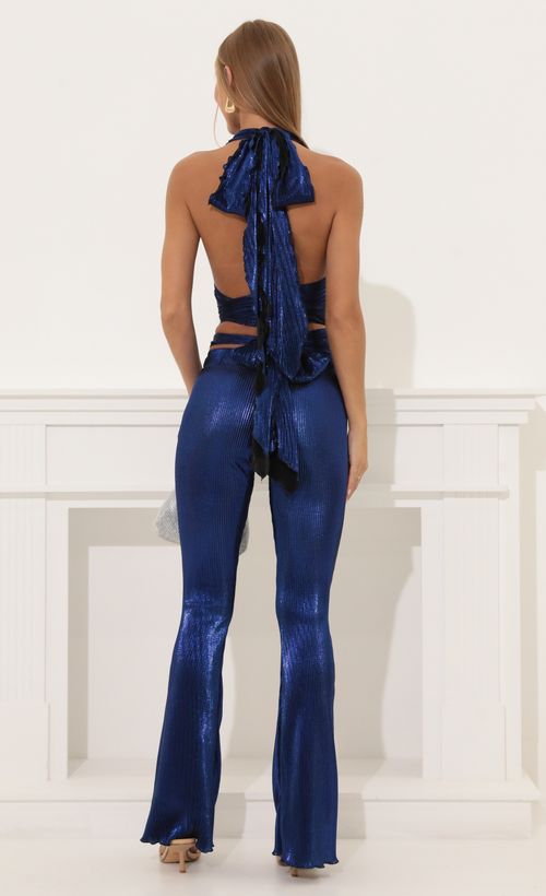 Picture Rhonda Pleated Metallic Two Piece Pant Set in Blue . Source: https://media.lucyinthesky.com/data/Jul22/500xAUTO/f78a364d-7216-4e6b-a778-b1a61776ba23.jpg