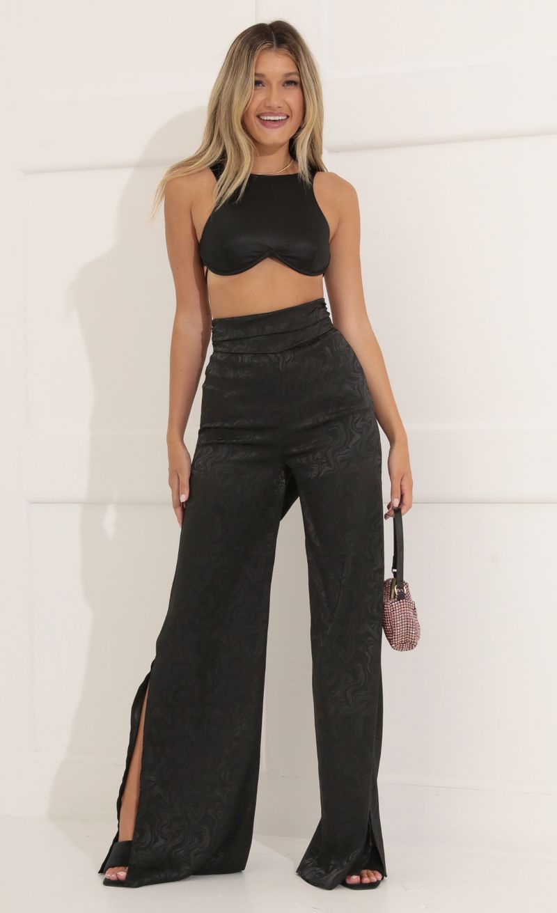 Picture Taria Satin Marble Wide Leg Pant in Black . Source: https://media.lucyinthesky.com/data/Jul22/800xAUTO/22fb87a8-bedf-4b0e-bdc8-c1755c54596d.jpg