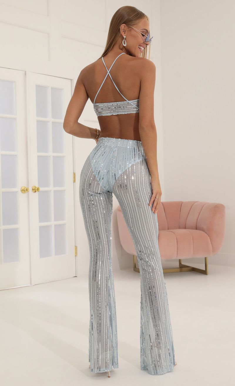Picture Peony Sequin Striped Two Piece Set in Blue. Source: https://media.lucyinthesky.com/data/Jul22/800xAUTO/29e90bb0-19a9-4ede-b467-3ad37aaf5b6a.jpg