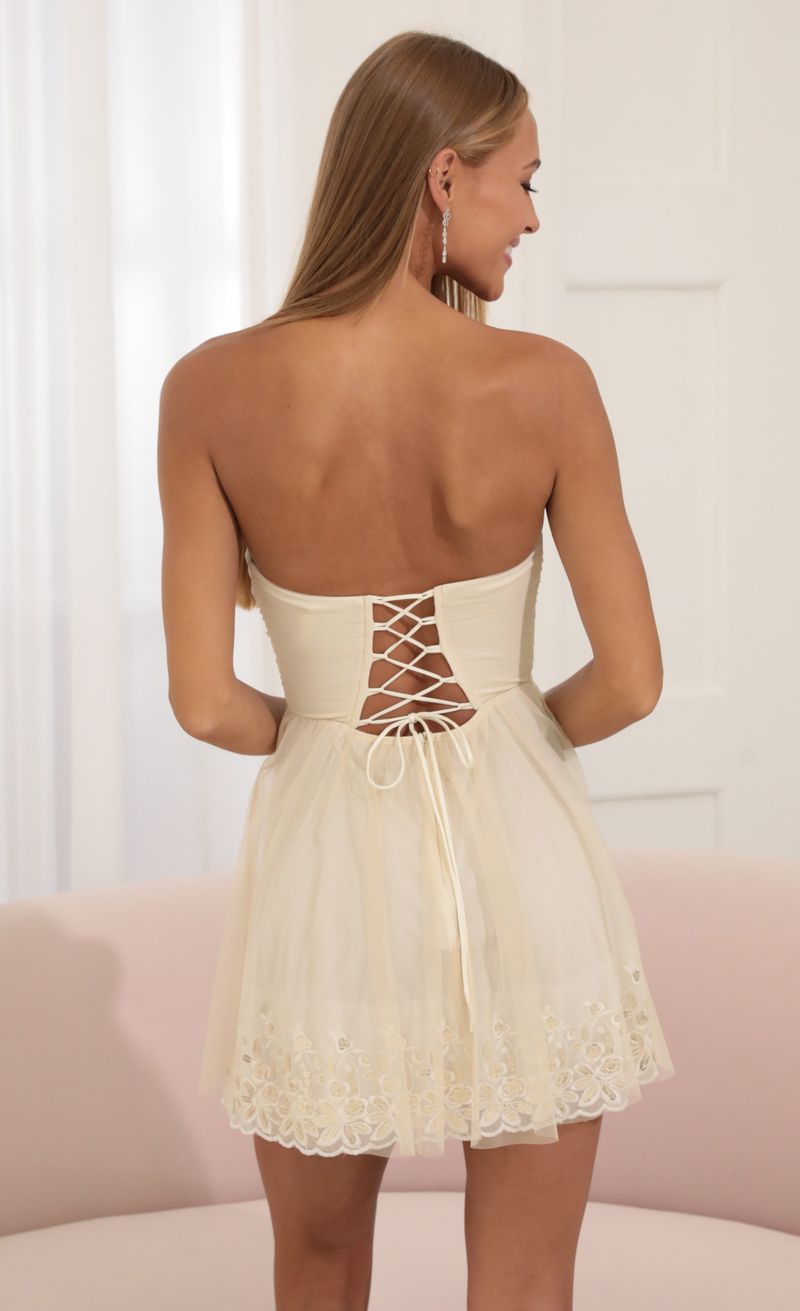 Picture Julia Mesh A-Line Dress in Cream. Source: https://media.lucyinthesky.com/data/Jul22/800xAUTO/8f611bb5-807e-4bd9-985a-bedc45be2b26.jpg