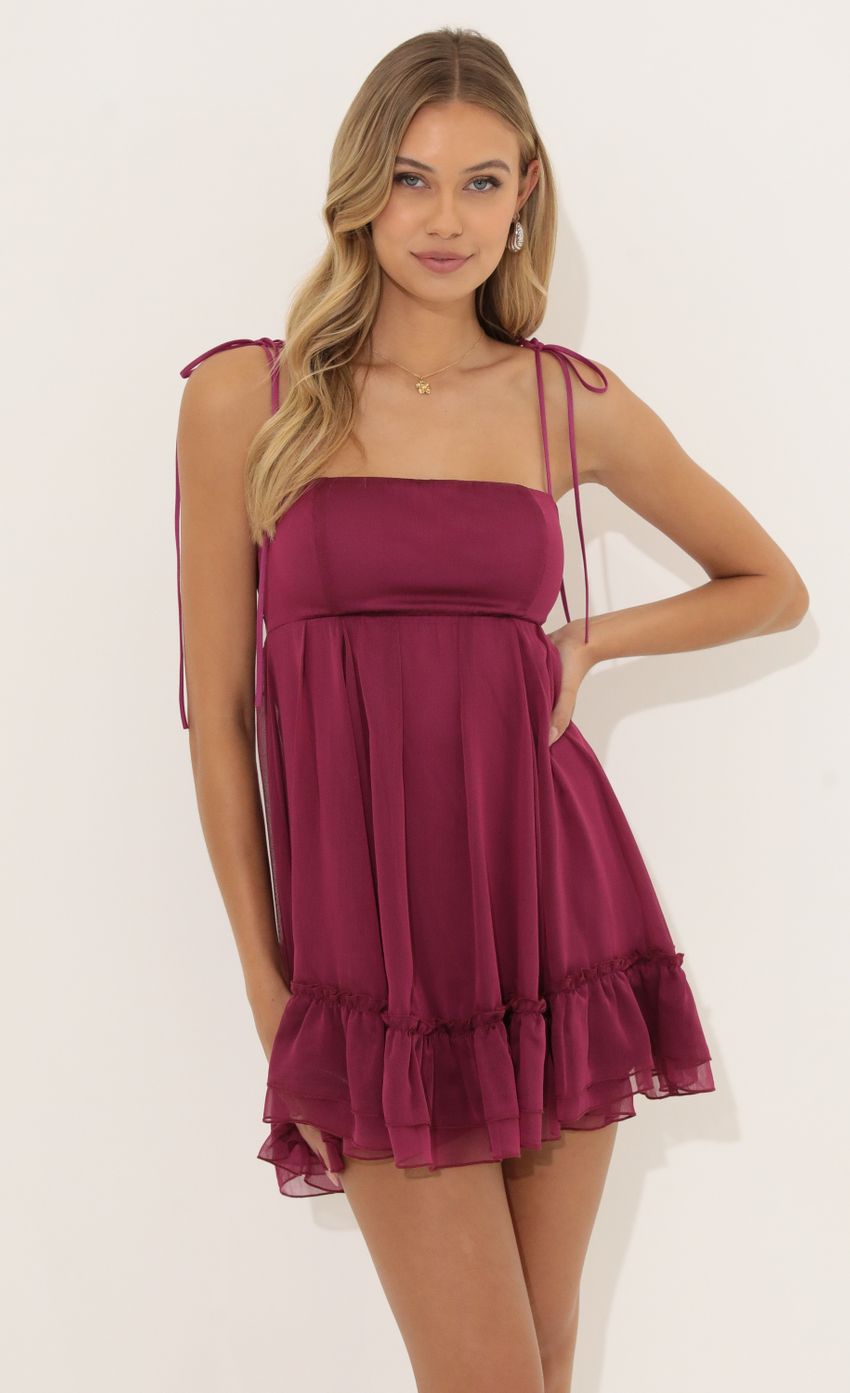 Picture Destiny Chiffon Baby Doll Dress in Mauve. Source: https://media.lucyinthesky.com/data/Jul22/850xAUTO/797c26e1-f899-40bf-bed2-7e2e70ffa940.jpg