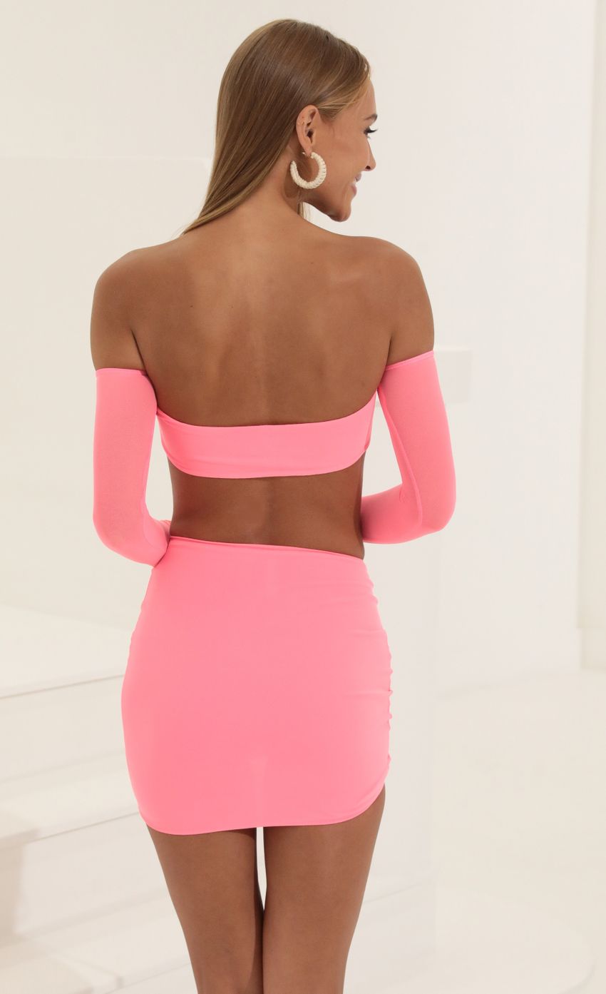 Picture Jodie Mesh Two Piece Skirt Set in Pink. Source: https://media.lucyinthesky.com/data/Jul22/850xAUTO/abd87e75-9bd9-4336-bb03-7309ee9e06e6.jpg