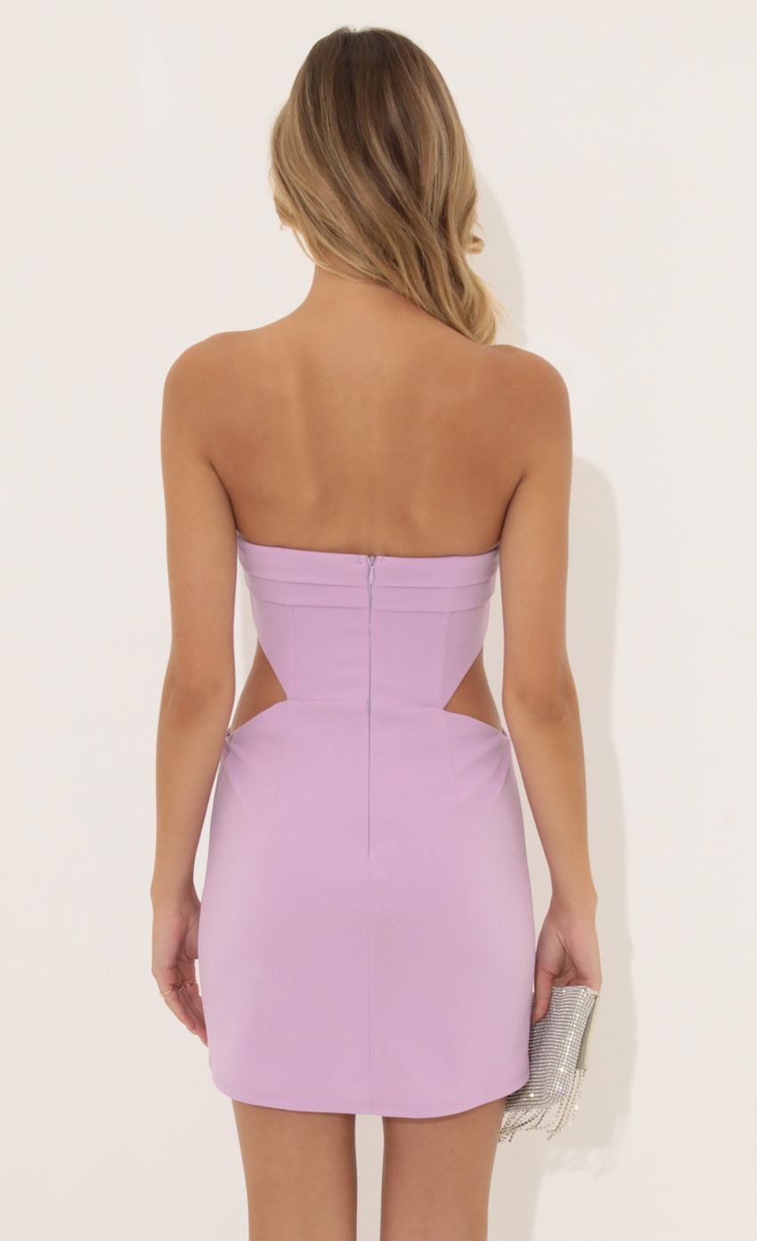 Picture Kammie Crepe Corset Cutout Dress in Purple. Source: https://media.lucyinthesky.com/data/Jul22/850xAUTO/d36e5207-10a4-4fb4-9ad7-af35b1f55bae.jpg