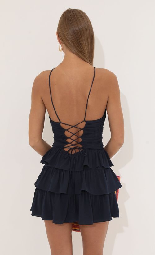 Picture Scout Bubble Crepe Ruffle Dress in Navy. Source: https://media.lucyinthesky.com/data/Jul22_1/500xAUTO/1V9A4147.JPG