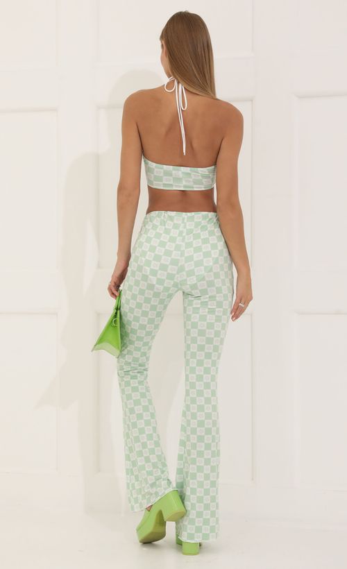 Picture Journee Checkered Three Piece Pant Set in Green. Source: https://media.lucyinthesky.com/data/Jul22_1/500xAUTO/1V9A7297.JPG