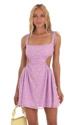 Picture Ashley Cutout Dress in Dotted Chiffon Lavender. Source: https://media.lucyinthesky.com/data/Jul23/150xAUTO/5c7ec917-ad9d-497e-b16d-05697e2b8d94.jpg