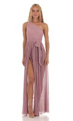 Picture Olympia Shimmer One Shoulder Dress in Pink. Source: https://media.lucyinthesky.com/data/Jul23/150xAUTO/a02793f7-f6ad-4dfe-8af1-df950ac47181.jpg