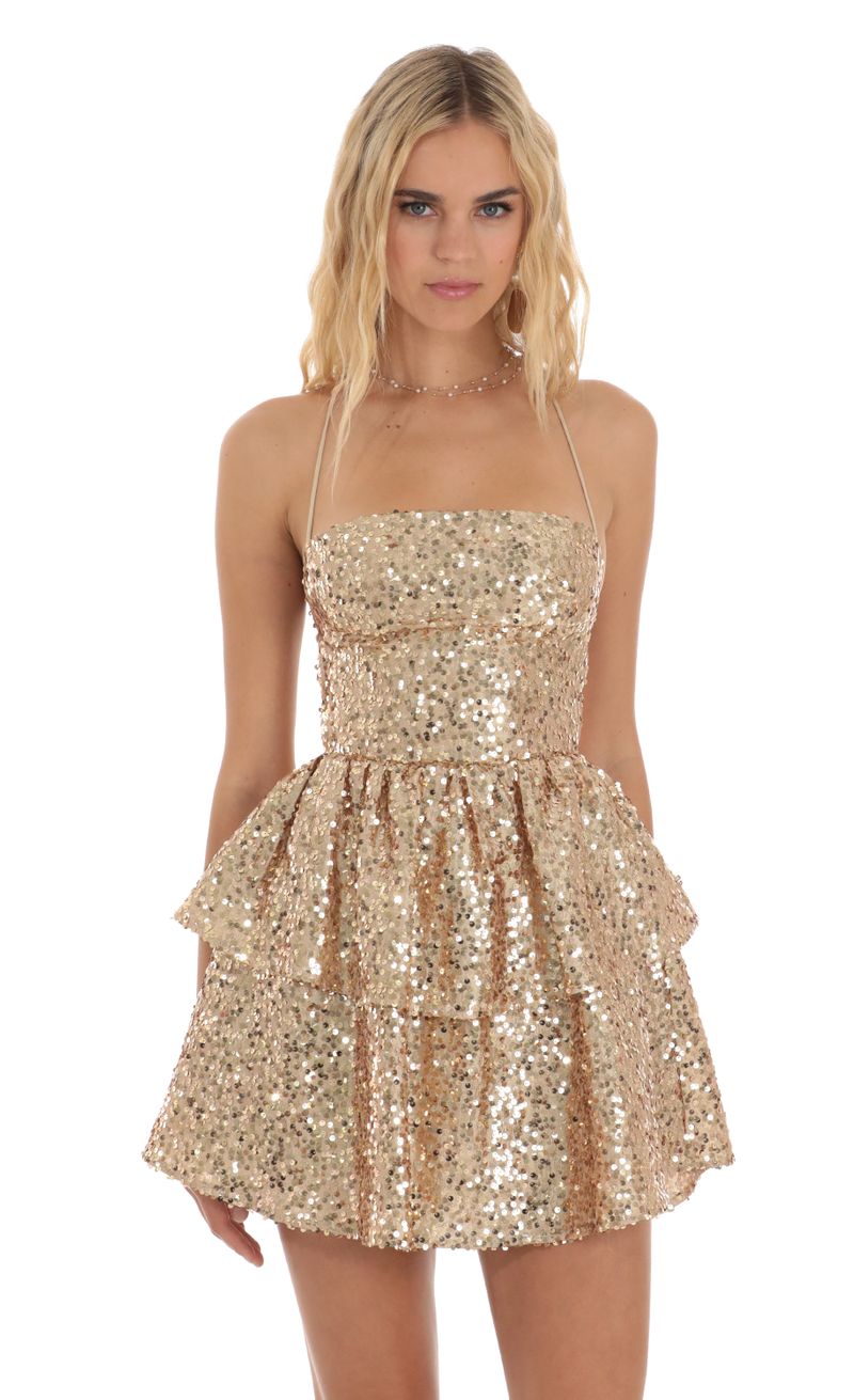 Sequin lace up clearance dress