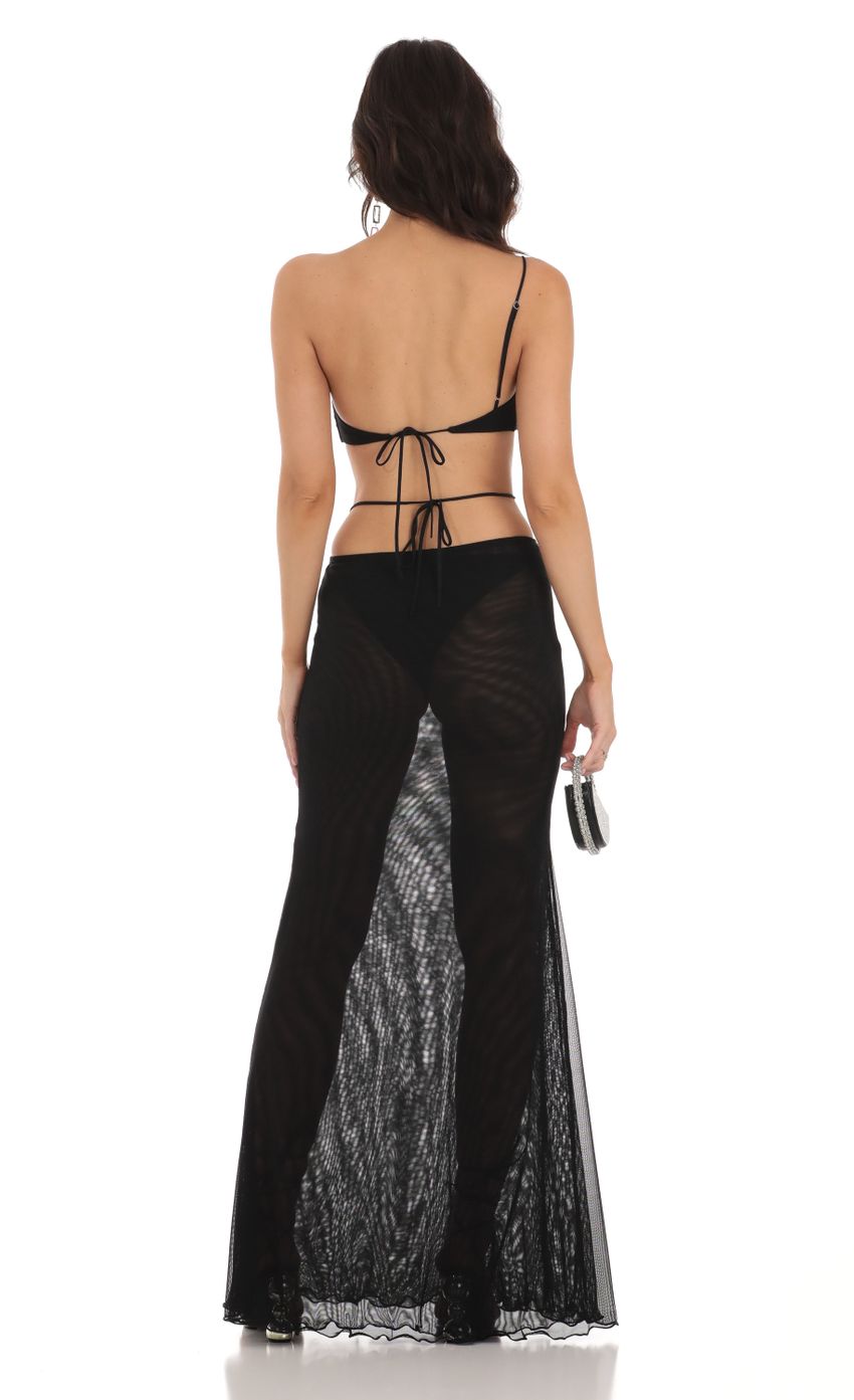 Picture Shyla Mesh One Shoulder Two Piece Set in Black. Source: https://media.lucyinthesky.com/data/Jul23/850xAUTO/0165b01e-f799-4544-8428-084c9263722b.jpg