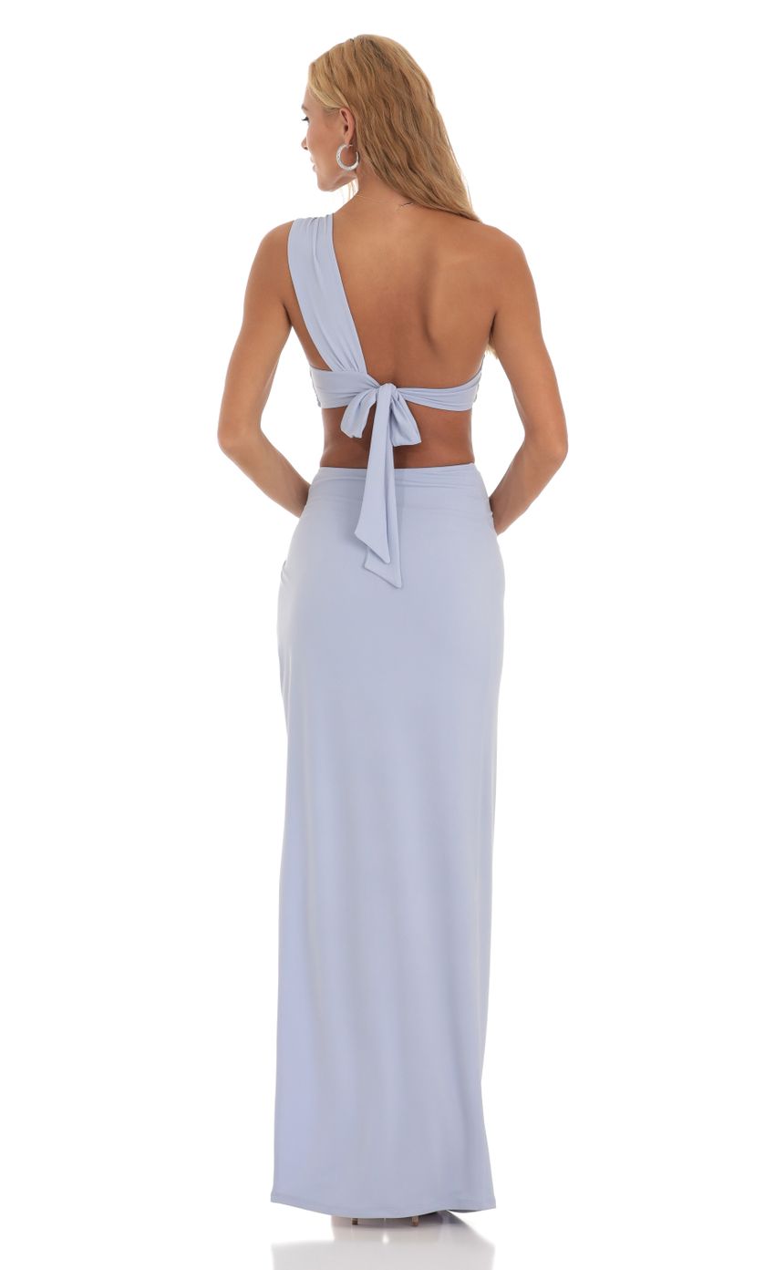 Picture Chana One Shoulder Two Piece Set in Blue. Source: https://media.lucyinthesky.com/data/Jul23/850xAUTO/2f686439-6a2e-419c-85bf-0f2ab736ca5a.jpg