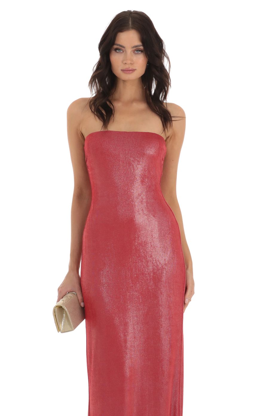 Picture Domini Metallic Strapless Maxi Dress in Red. Source: https://media.lucyinthesky.com/data/Jul23/850xAUTO/33f35118-4dd4-433d-be03-55d5b8dc1bfa.jpg