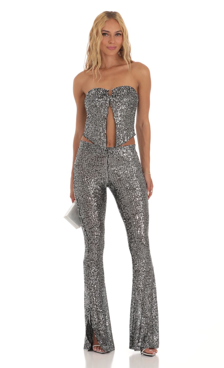 Picture Amiya Silver Sequin Two Piece Set in Black. Source: https://media.lucyinthesky.com/data/Jul23/850xAUTO/5f75460b-347a-41be-95fe-3729aa56d172.jpg