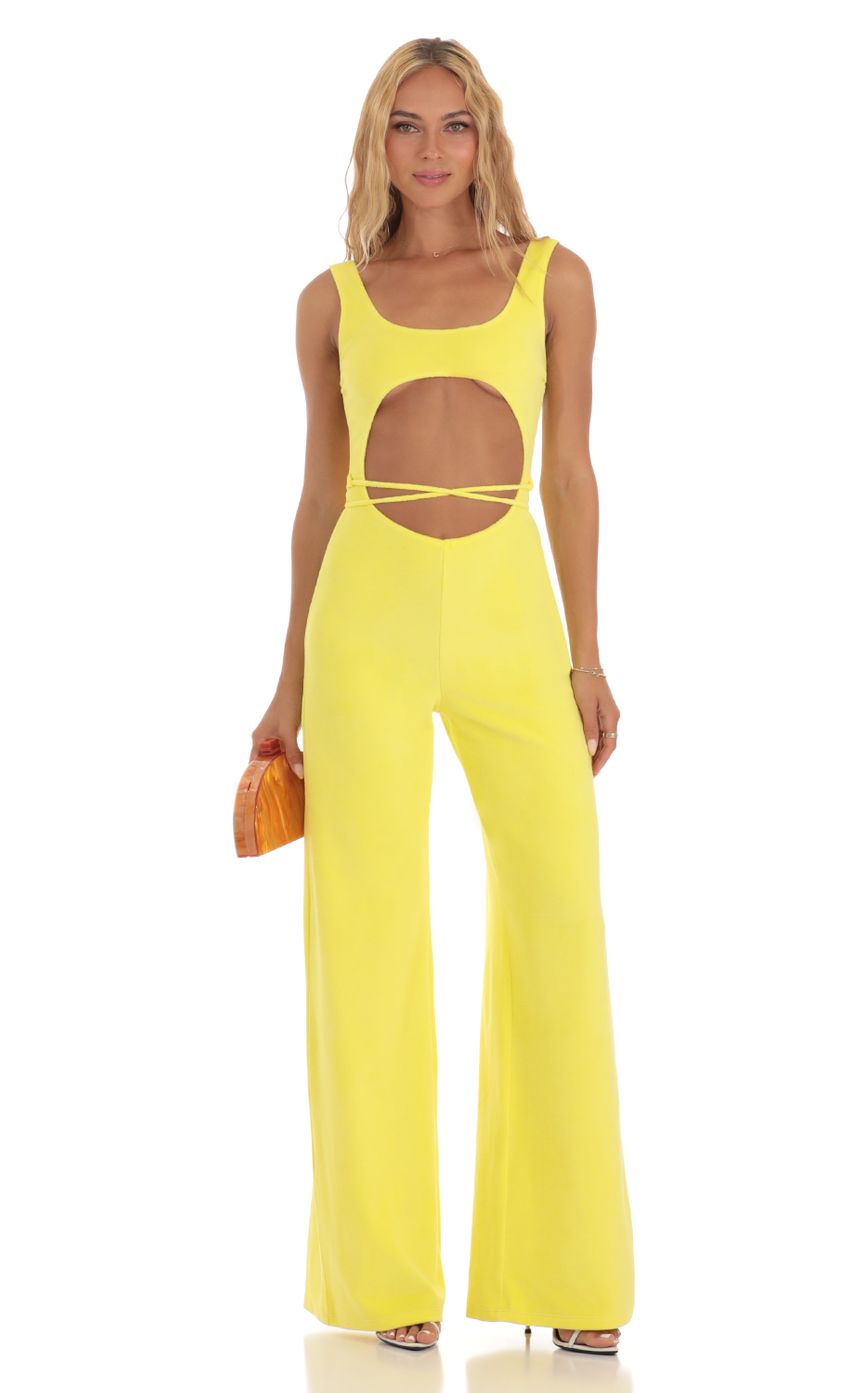 Picture Vinca Cutout Jumpsuit in Yellow. Source: https://media.lucyinthesky.com/data/Jul23/850xAUTO/7bf2af20-fdaf-46d6-9fc3-dd5afc3a8916.jpg
