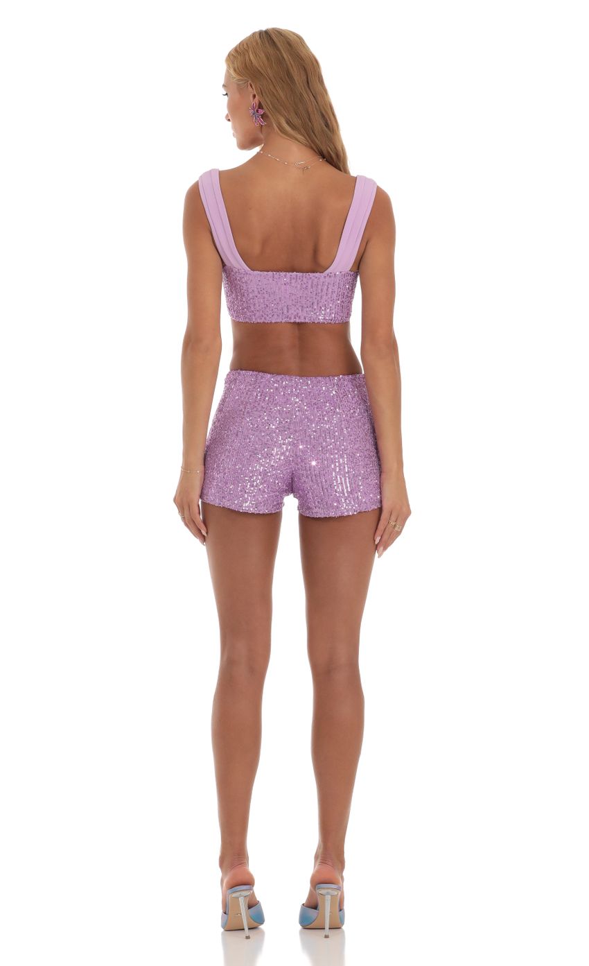 Picture Karys Sequin Two Piece Set in Purple. Source: https://media.lucyinthesky.com/data/Jul23/850xAUTO/8eb56559-c8ee-4c09-86af-f547c4b2db59.jpg
