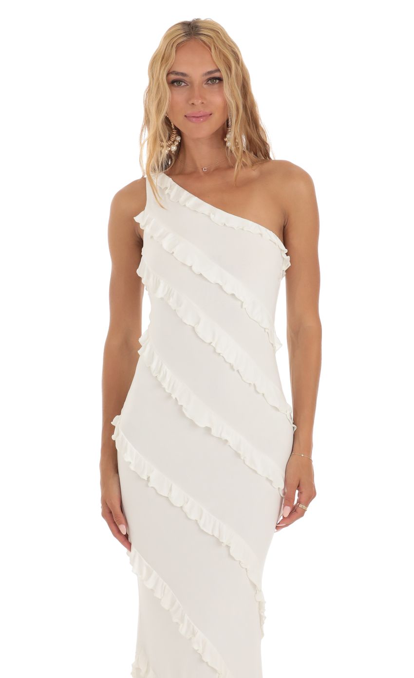 Picture Jaslynn One Shoulder Ruffle Dress in White. Source: https://media.lucyinthesky.com/data/Jul23/850xAUTO/91c9aa9d-7241-41c4-9e55-7f21831b4dcd.jpg