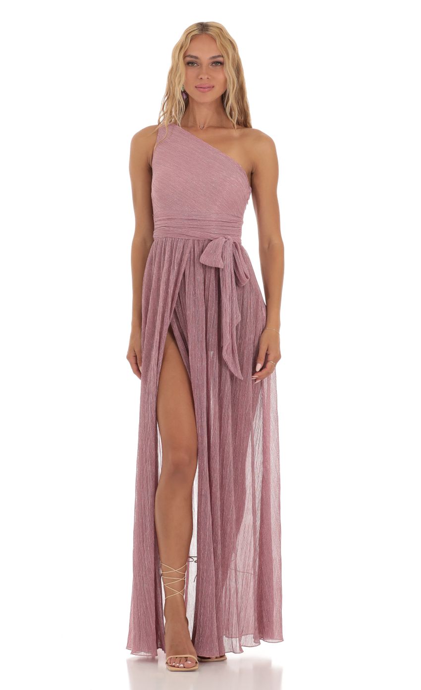 Picture Olympia Shimmer One Shoulder Dress in Pink. Source: https://media.lucyinthesky.com/data/Jul23/850xAUTO/a02793f7-f6ad-4dfe-8af1-df950ac47181.jpg