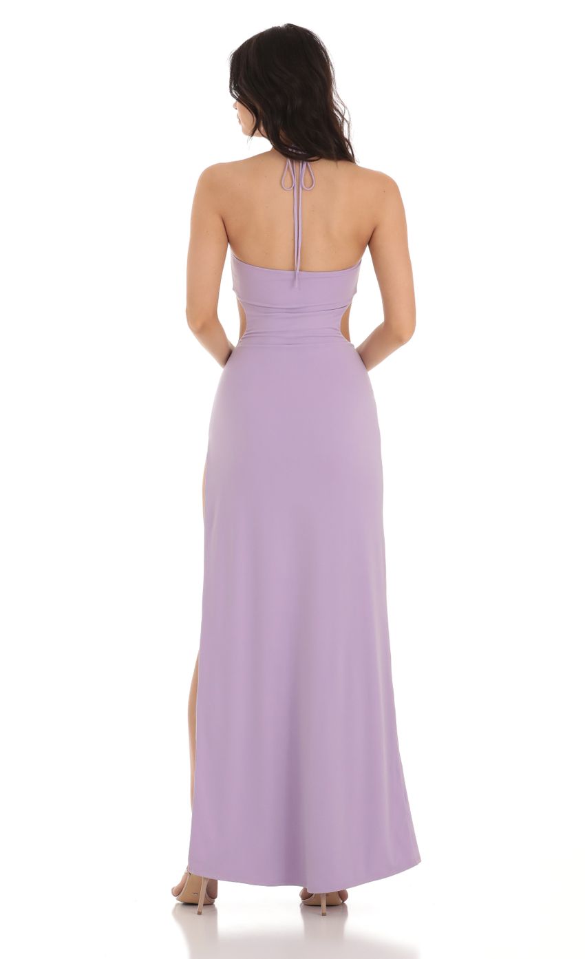 Picture Jules Rhinestone Cutout Maxi Dress in Purple. Source: https://media.lucyinthesky.com/data/Jul23/850xAUTO/aa6b754f-fa87-4751-903f-e5012ce548a2.jpg