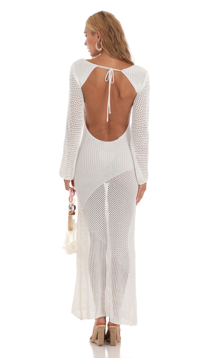 Picture Winry Crochet Maxi Dress in White. Source: https://media.lucyinthesky.com/data/Jul23/850xAUTO/b7e698de-c182-4cac-be5e-dc49aed2af31.jpg