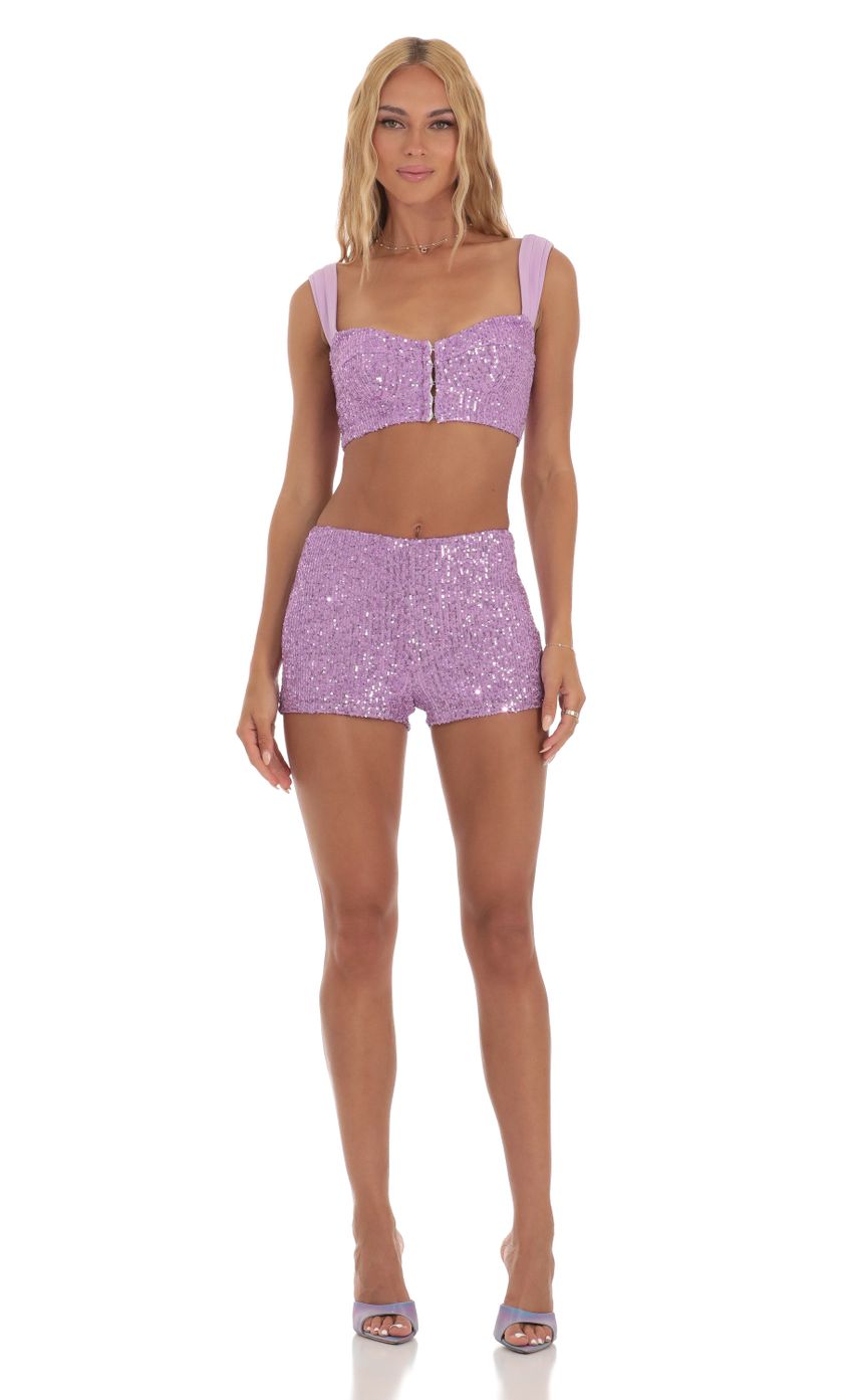 Picture Karys Sequin Two Piece Set in Purple. Source: https://media.lucyinthesky.com/data/Jul23/850xAUTO/bc5bcef3-4863-439a-bd4d-90b1f91a6e53.jpg