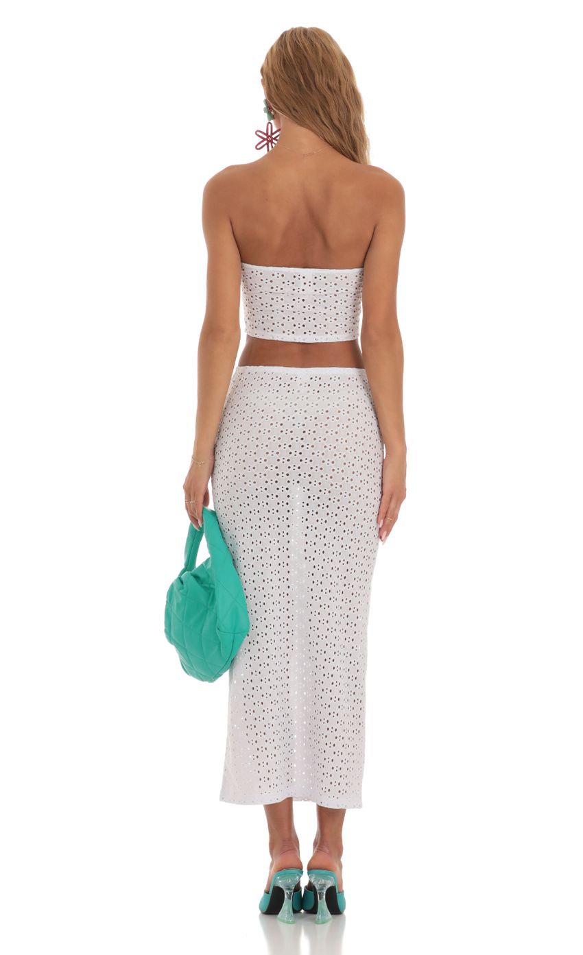 Clarice Strapless Two Piece Set in White | LUCY IN THE SKY