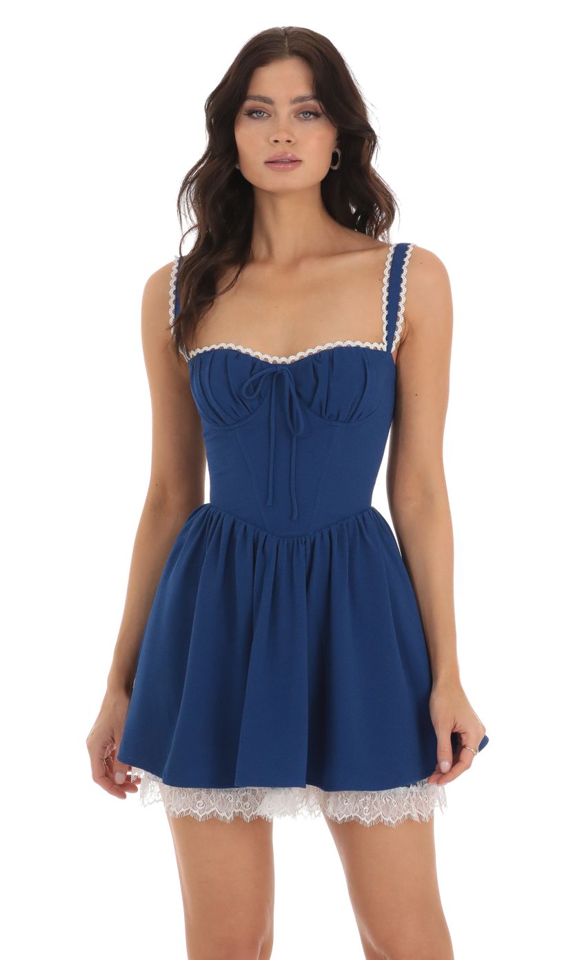 Vianna Corset Lace Dress in Blue | LUCY IN THE SKY