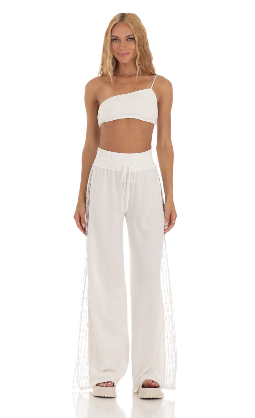 Picture Landry Sequin One Shoulder Two Piece Set in White. Source: https://media.lucyinthesky.com/data/Jul23/850xAUTO/f98ea6dd-9b4f-4eee-83a2-0ff1ed47e9fb.jpg