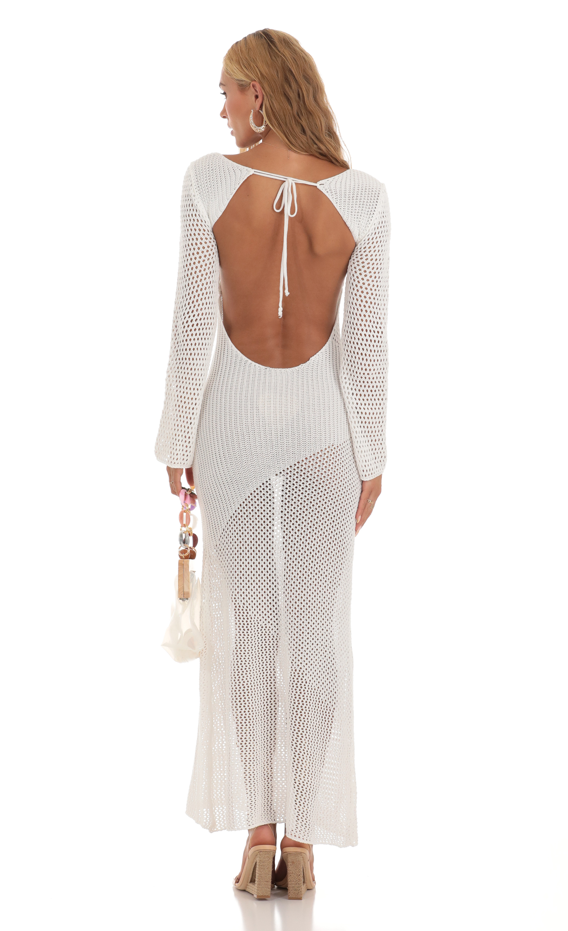 Winry Crochet Maxi Dress in White