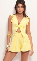 Picture Blair Front Tie Romper in Yellow Gingham. Source: https://media.lucyinthesky.com/data/Jun19_1/150xAUTO/781A3114.JPG