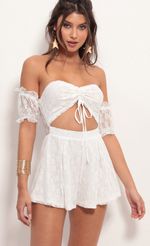 Picture Hailee Dainty Lace Romper in White. Source: https://media.lucyinthesky.com/data/Jun19_1/150xAUTO/781A4556.JPG