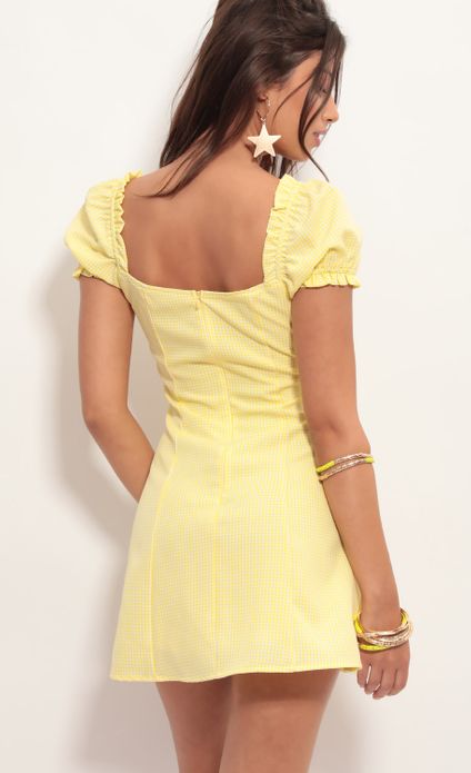 Yellow Puff Sleeve Dress Deals, SAVE 48 