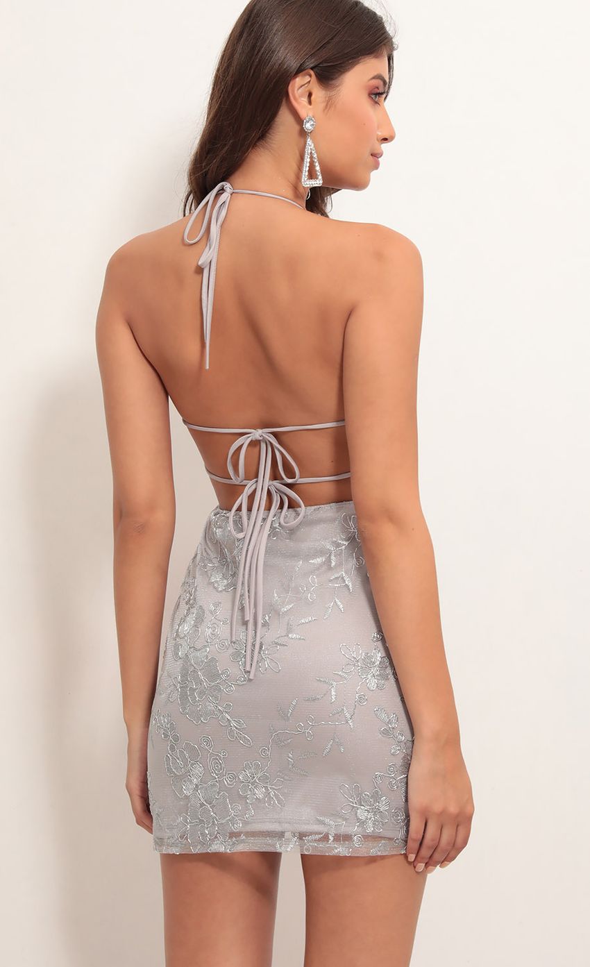 Picture Lustrous Embroidered Lace Dress in Silver. Source: https://media.lucyinthesky.com/data/Jun19_1/850xAUTO/781A4462.JPG