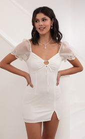 Picture thumb Juliette Puff Sleeve Dress in White. Source: https://media.lucyinthesky.com/data/Jun20_1/170xAUTO/781A5447.JPG