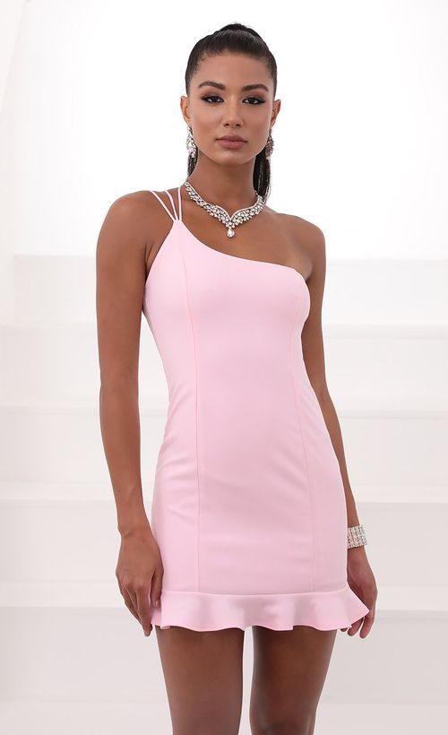 lucy in the sky pink one shoulder dress