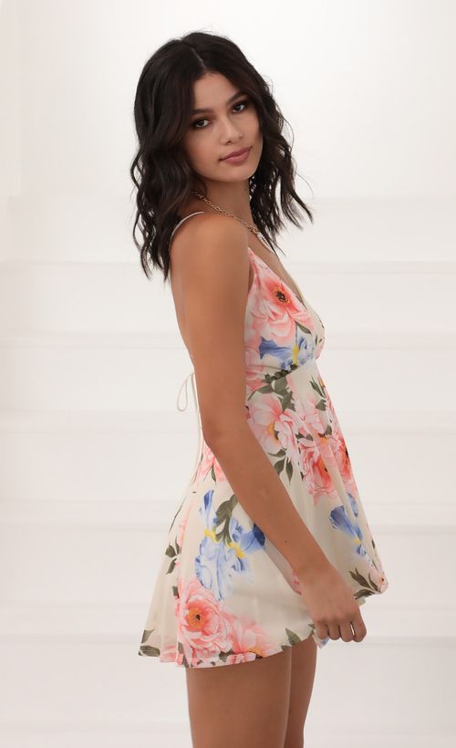 Picture Alanie Mesh Plunge A-line Dress in Floral Print. Source: https://media.lucyinthesky.com/data/Jun20_1/500xAUTO/781A9123.JPG