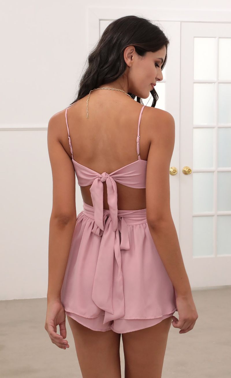 Picture Micaela Double Ruffle Romper in Pink. Source: https://media.lucyinthesky.com/data/Jun20_1/800xAUTO/781A6353.JPG