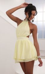 Picture Brielle Halter Chiffon Dress in Yellow. Source: https://media.lucyinthesky.com/data/Jun20_2/150xAUTO/781A3272.JPG