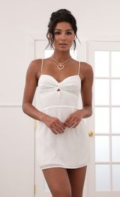 Picture thumb Evelyn Front Twist Chiffon Dress in White. Source: https://media.lucyinthesky.com/data/Jun20_2/170xAUTO/781A7719.JPG