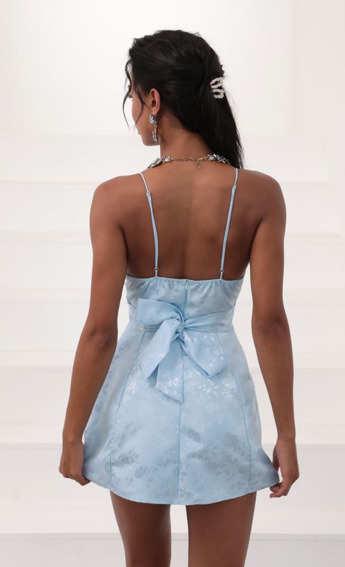 Picture Olivia Floral Jacquard Mini Dress In Sky Blue. Source: https://media.lucyinthesky.com/data/Jun20_2/500xAUTO/781A5048.JPG