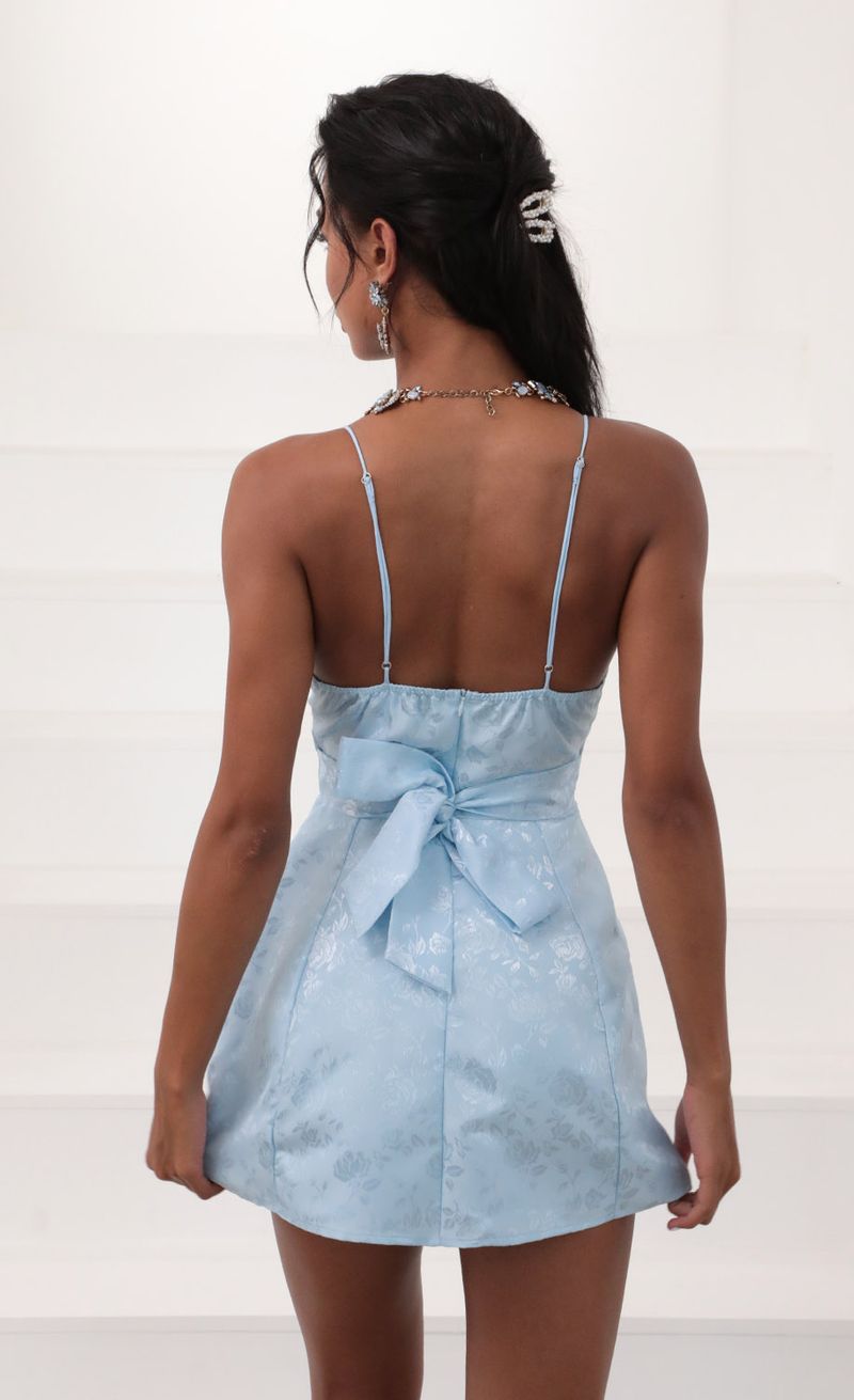 Olivia Floral Jacquard Mini Dress In Sky Blue | LUCY IN THE SKY