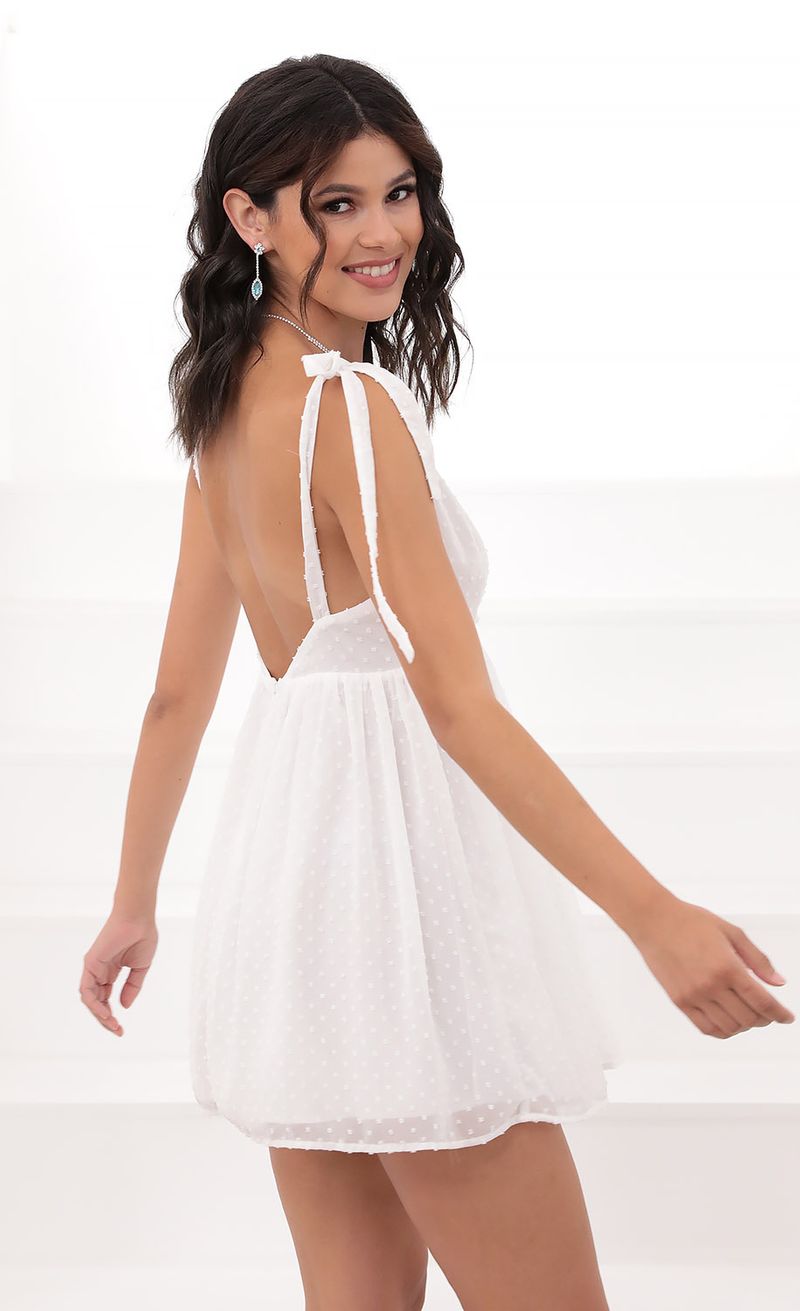 Picture Veronica Ties A-line Dress in White. Source: https://media.lucyinthesky.com/data/Jun20_2/800xAUTO/781A8538.JPG