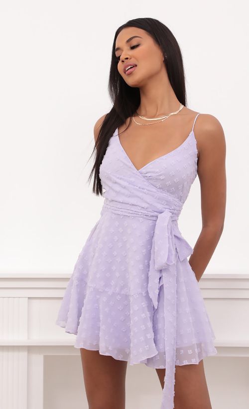Party dresses \u003e Ava Wrap Dress in Lavender Fil Coupe