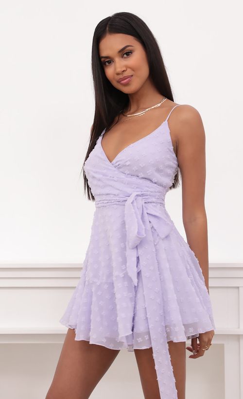 Ava Wrap Dress in Lavender Fil Coupe